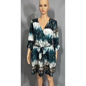 Pinky Multicolor 3/4 Sleeves Woman's Dress Size L